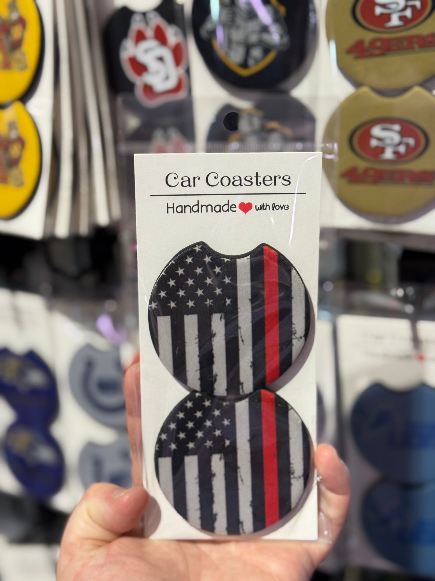 Flag Firefighter Car Coaster Set