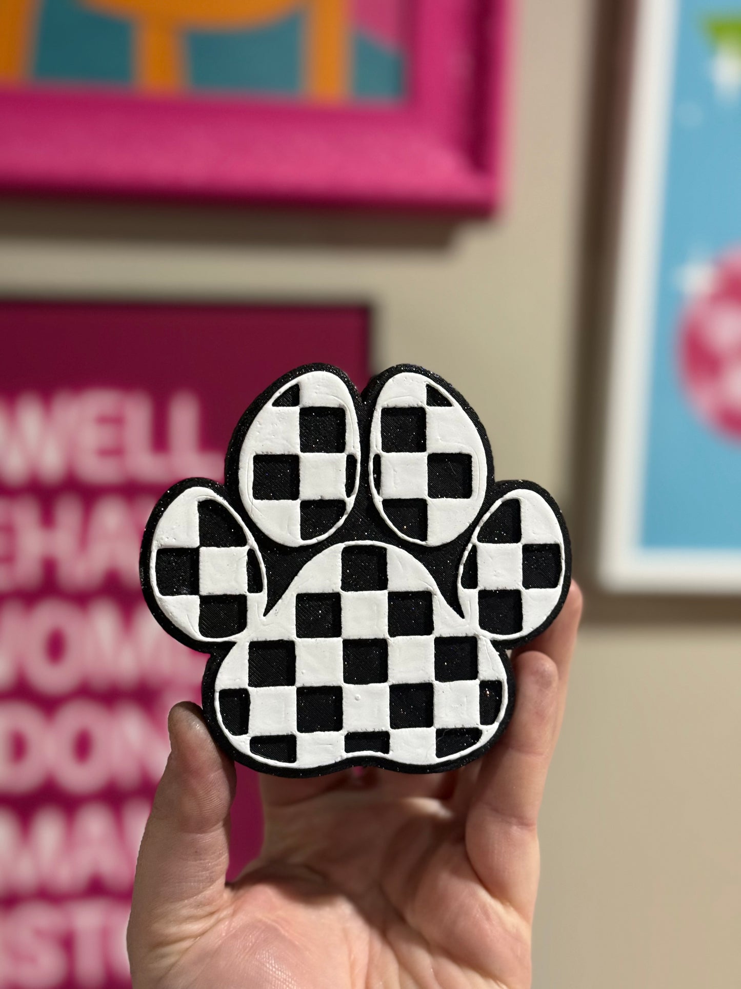 Checkered Dog Paw- Custom Freshie
