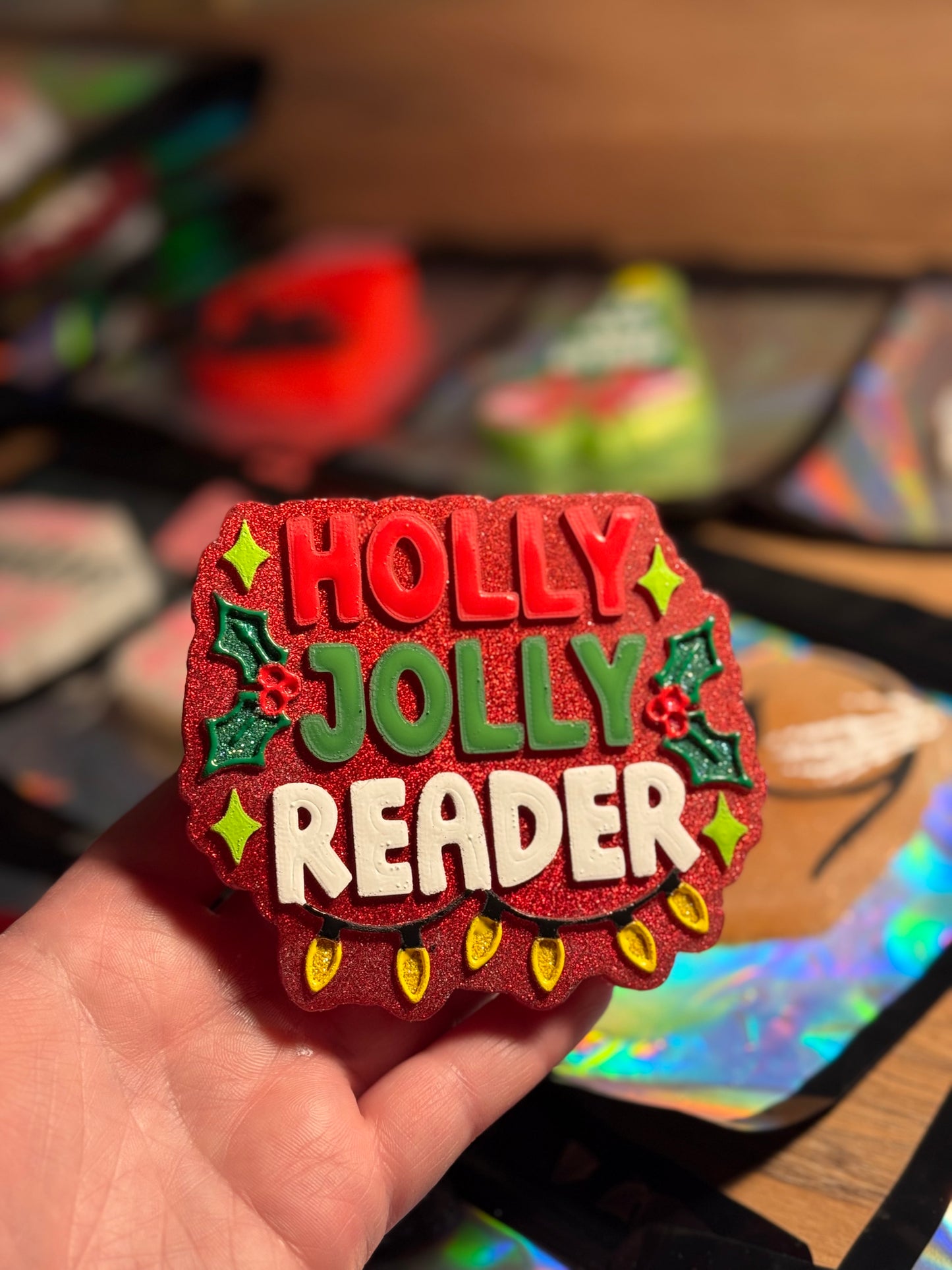 Holly Jolly Reader - Custom Freshie