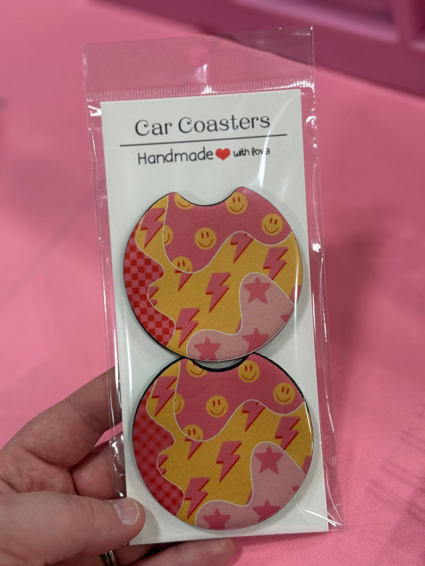 Pink Mix Car Coaster Set