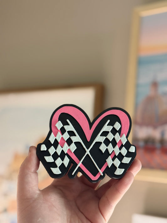Heart Checkered Flag Custom Freshie