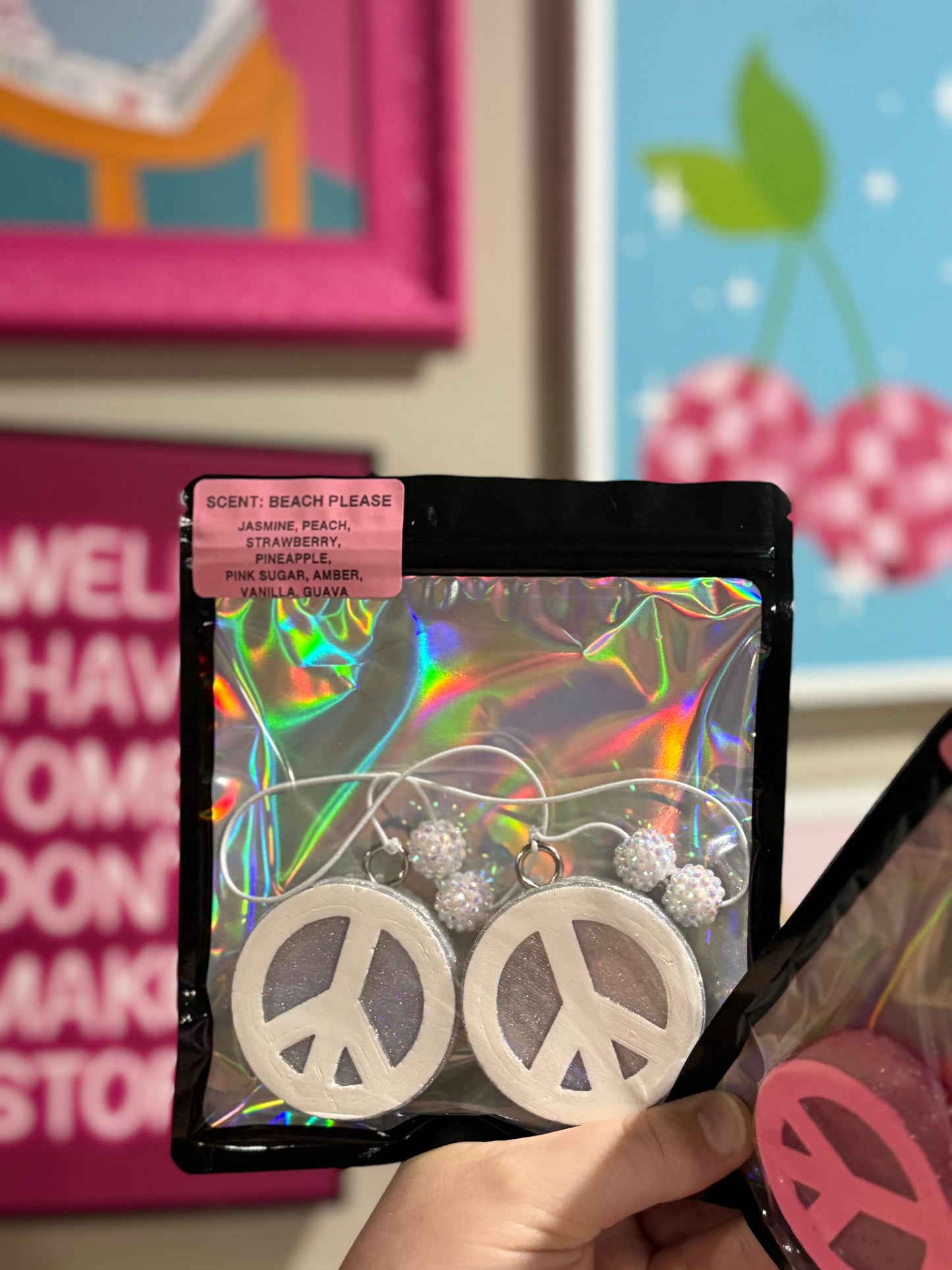 Holo Peace Sign Dangles - Custom