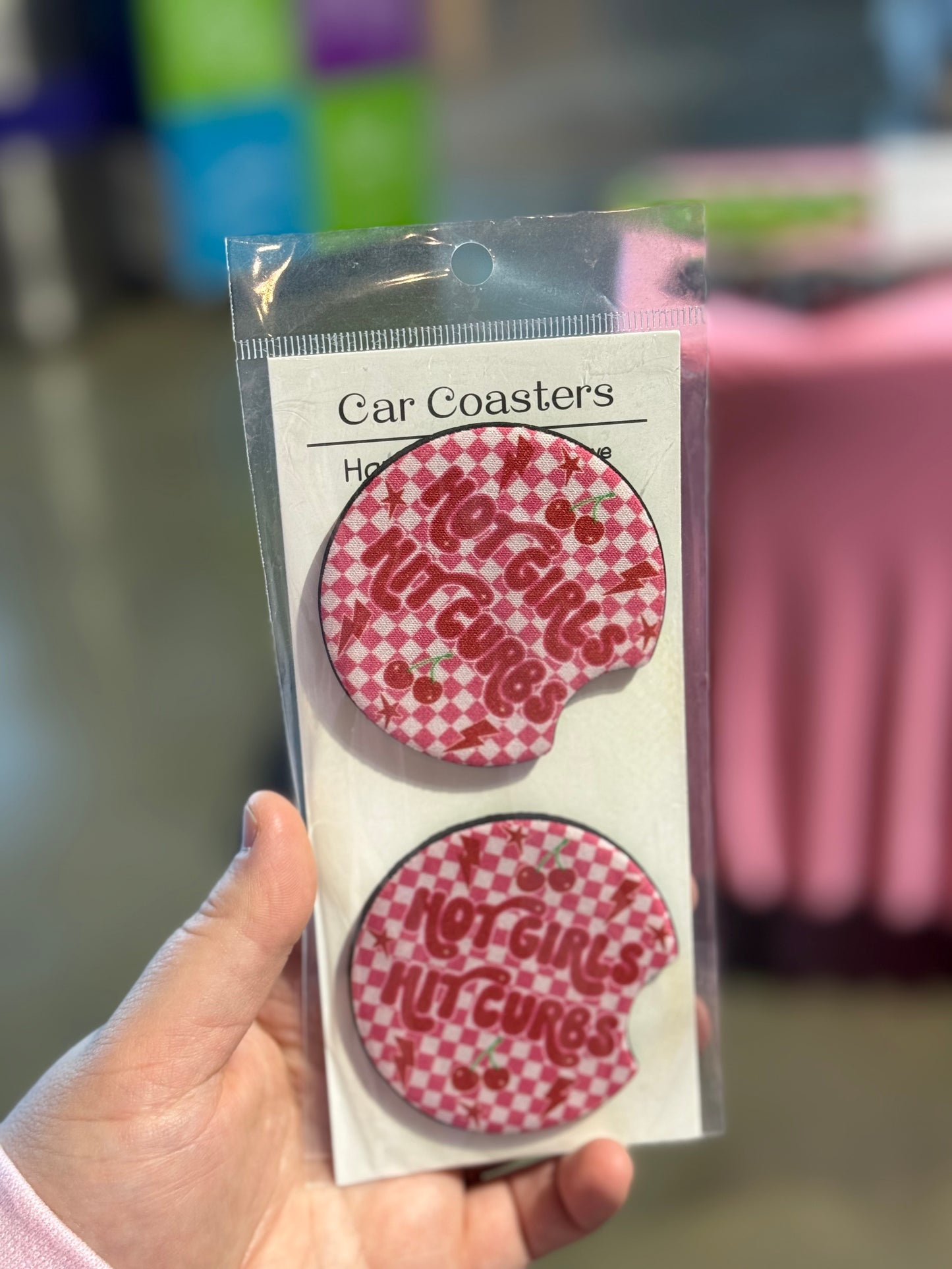 Hot Girls Hit Curbs Car Coaster Set