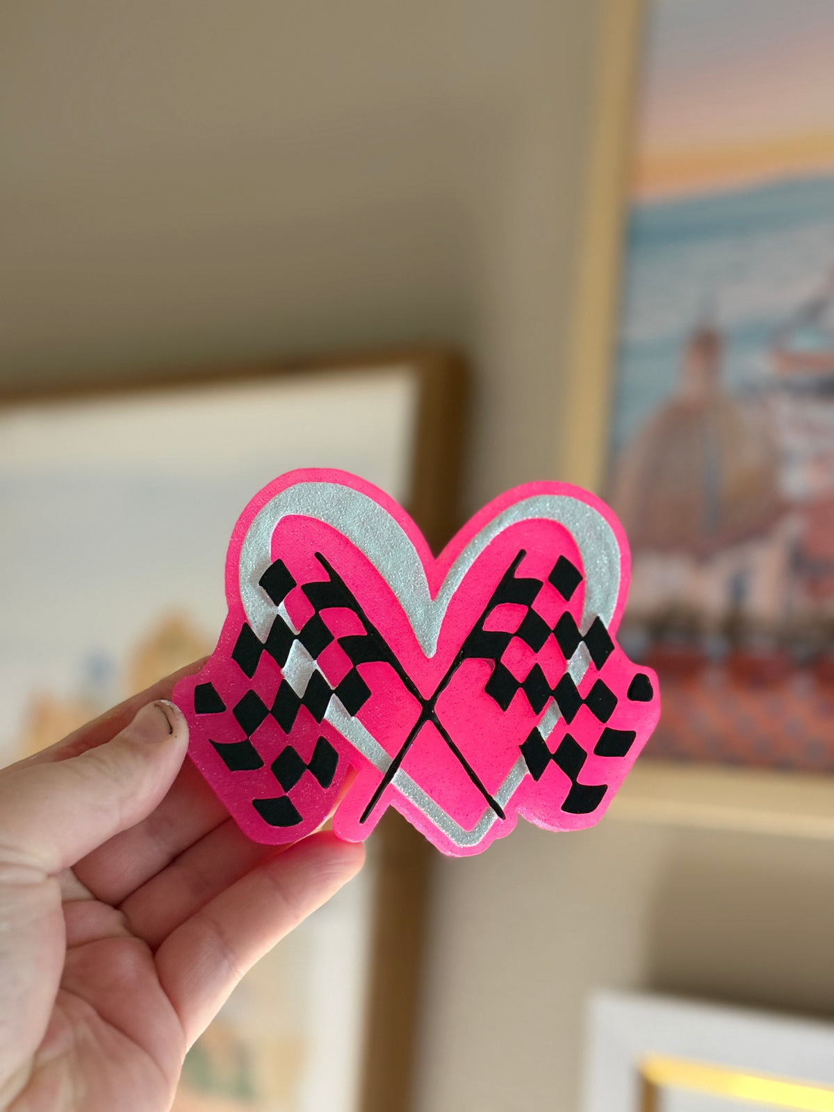 Heart Checkered Flag Custom Freshie