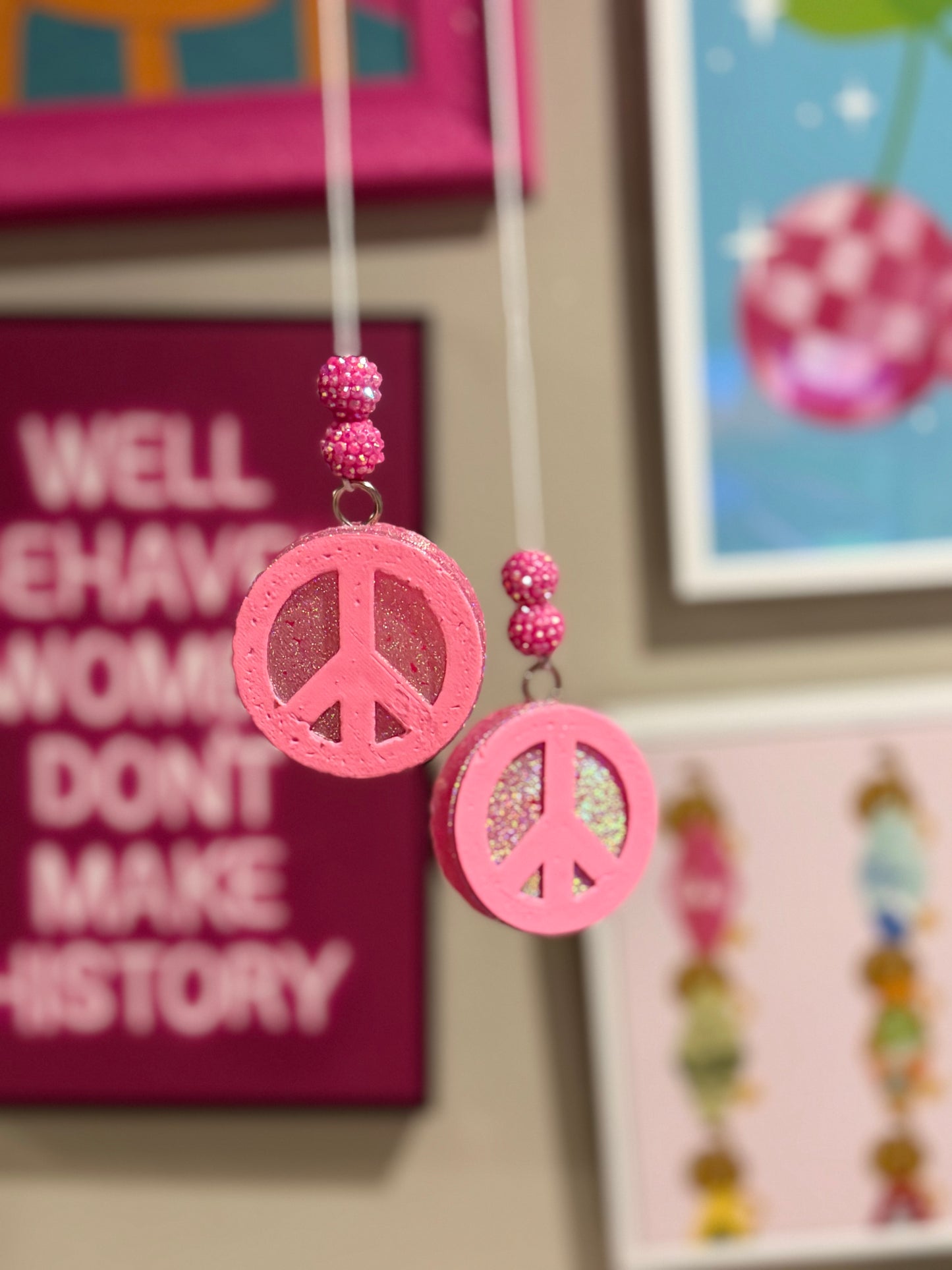 Holo Peace Sign Dangles - Custom