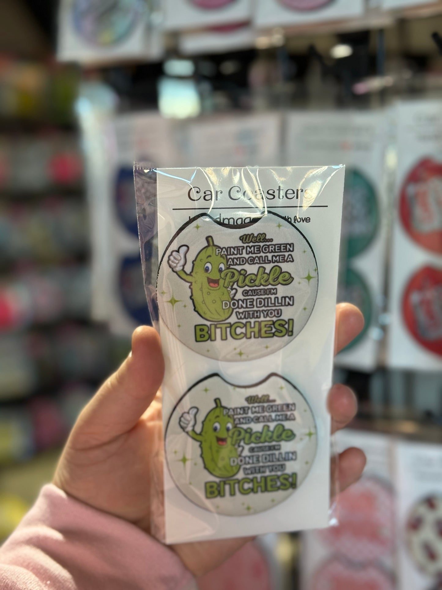 Pickle Man Car Coaster Set