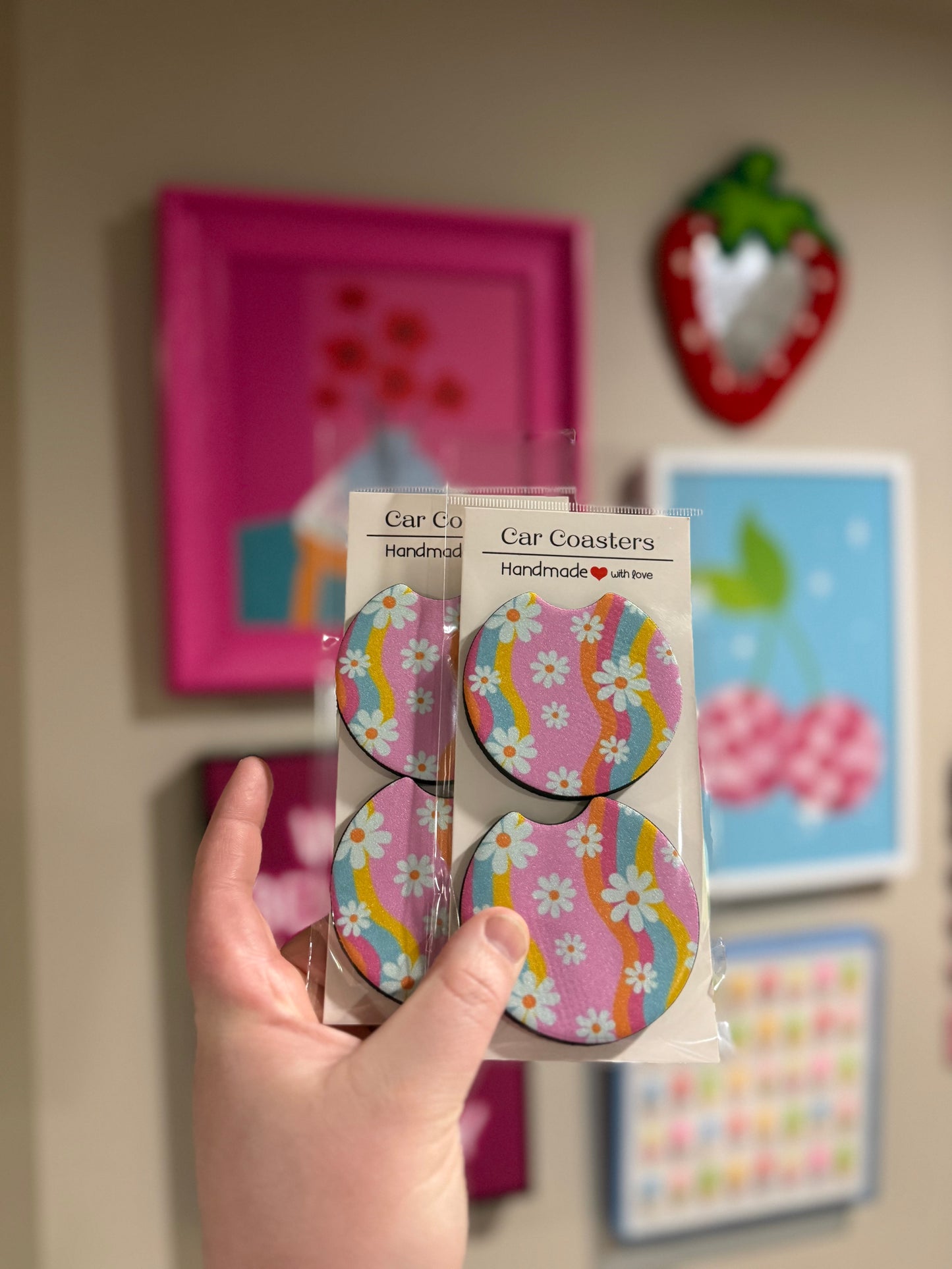 Groovy Flowers Car Coaster Set