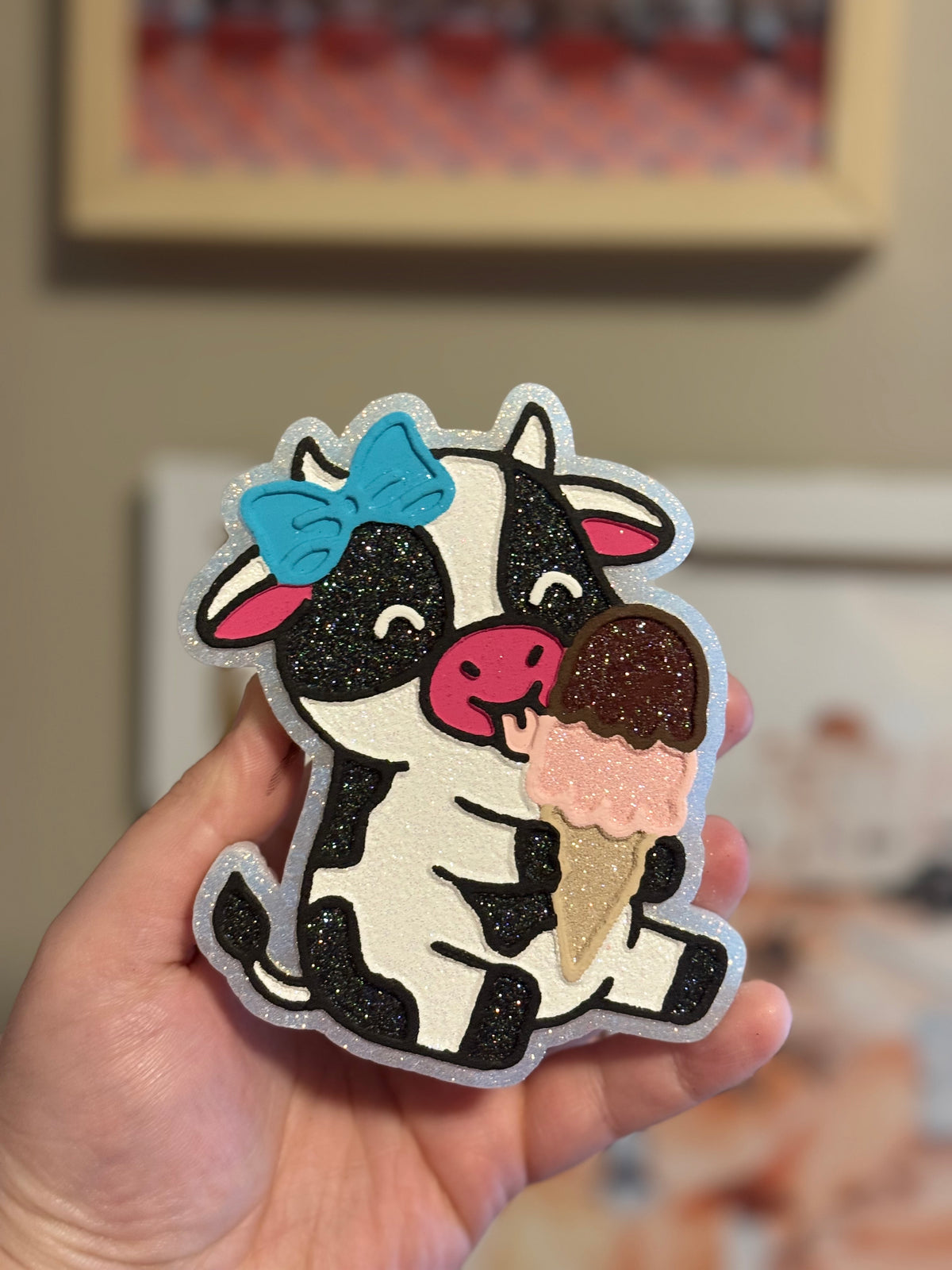 Glitter Ice Cream Cow Custom Freshie