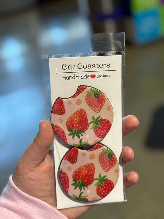 Strawberry Car Coaster Set