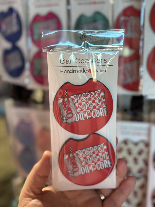 Suspect Diet Coke Car Coaster Set