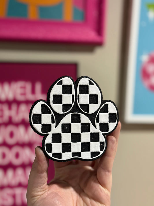 Checkered Dog Paw- Custom Freshie
