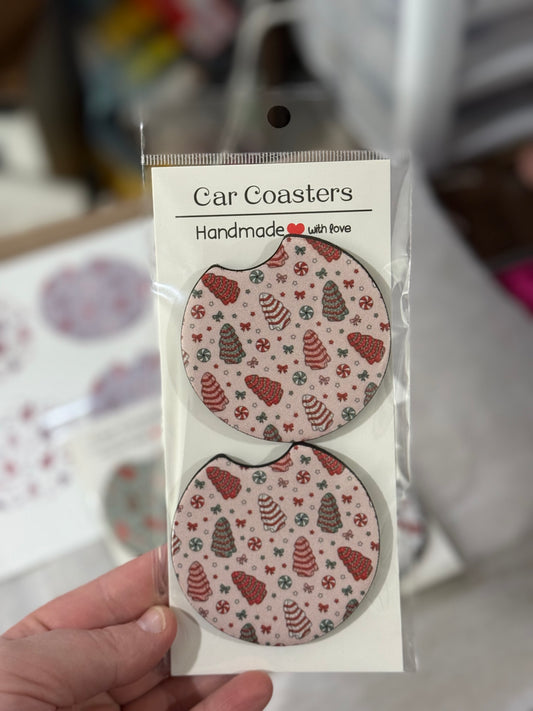 Pink Snack Cake Car Coaster Set